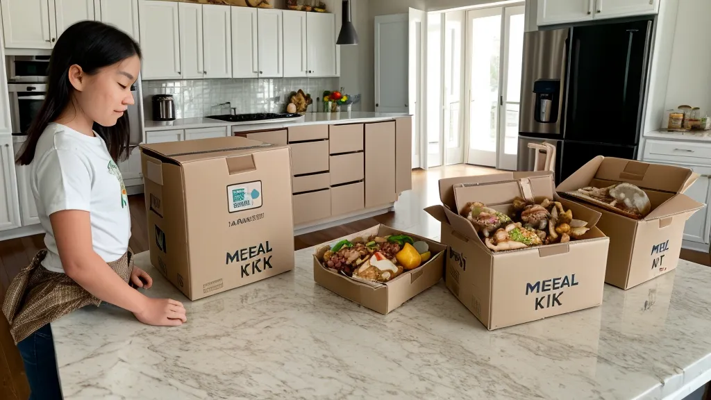 A steaming Blue Apron Prep and Ready tray next to a laptop.
