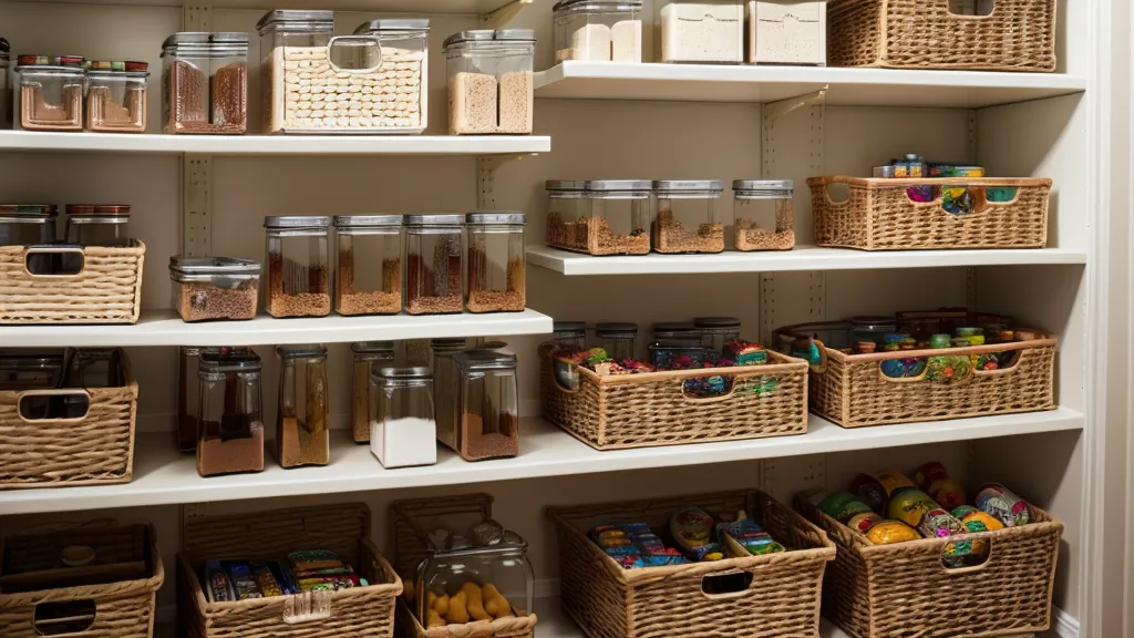 Kitchen pantry shelf with Home Chef meal kits and Thrive Market grocery backups