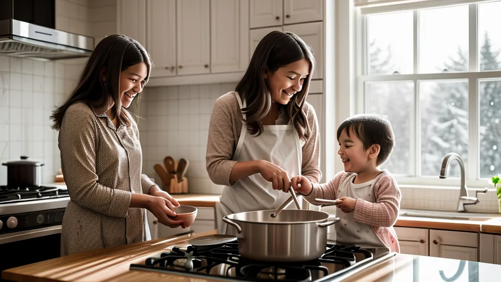 A Madison kitchen during a winter evening meal kit prep session