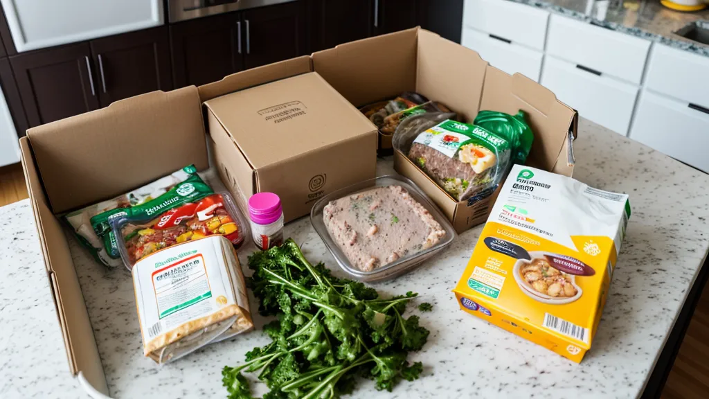 Fresh Blue Apron ingredients including shallots and herbs on a kitchen counter
