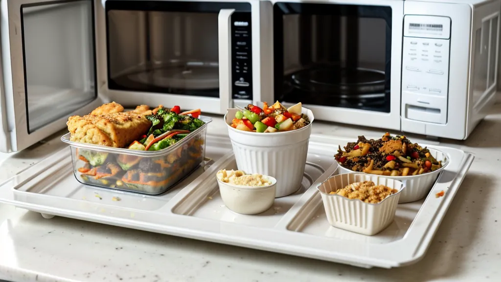A Tempo by Home Chef prepared meal being removed from a microwave