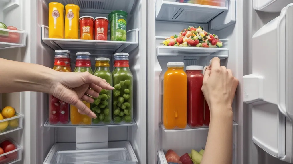 A person reaching for a Tempo meal in a well-stocked family refrigerator.