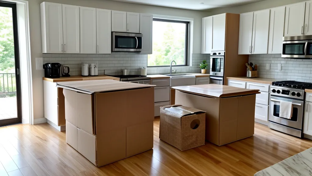 Meal kit rotation strategy: a delivery box open on a kitchen counter representing family dinner logistics for busy parents