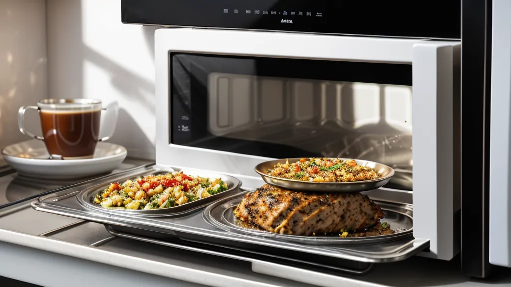A Tempo prepared meal being heated in a microwave during a late work night