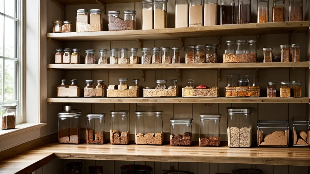 An organized pantry filled with healthy snacks and staples