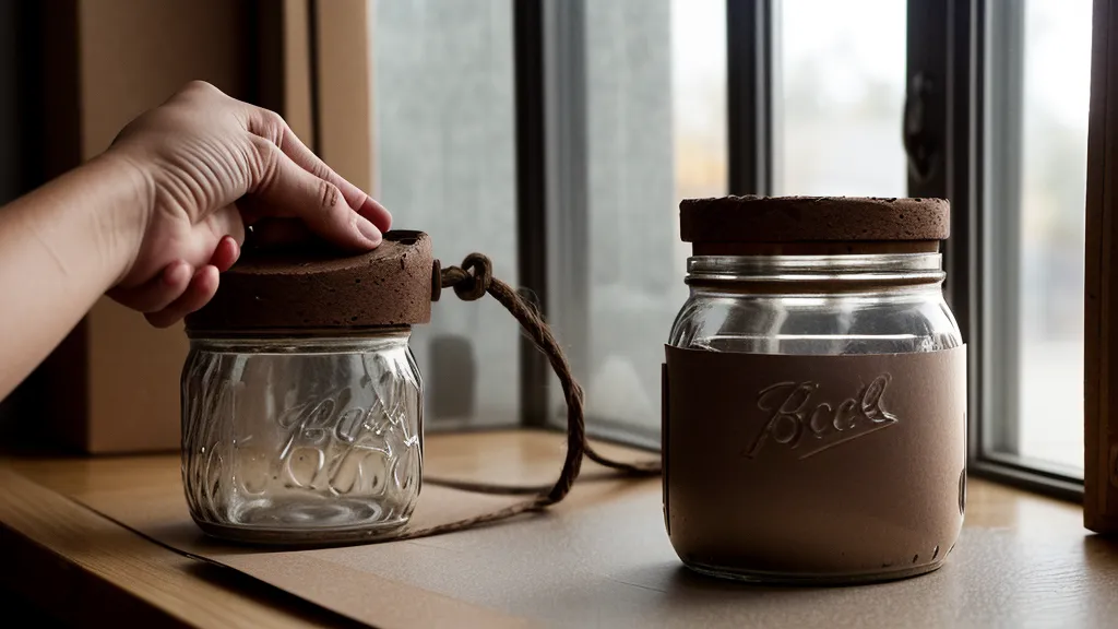 Close-up of Thrive Market's recycled brown paper packaging around a glass jar.