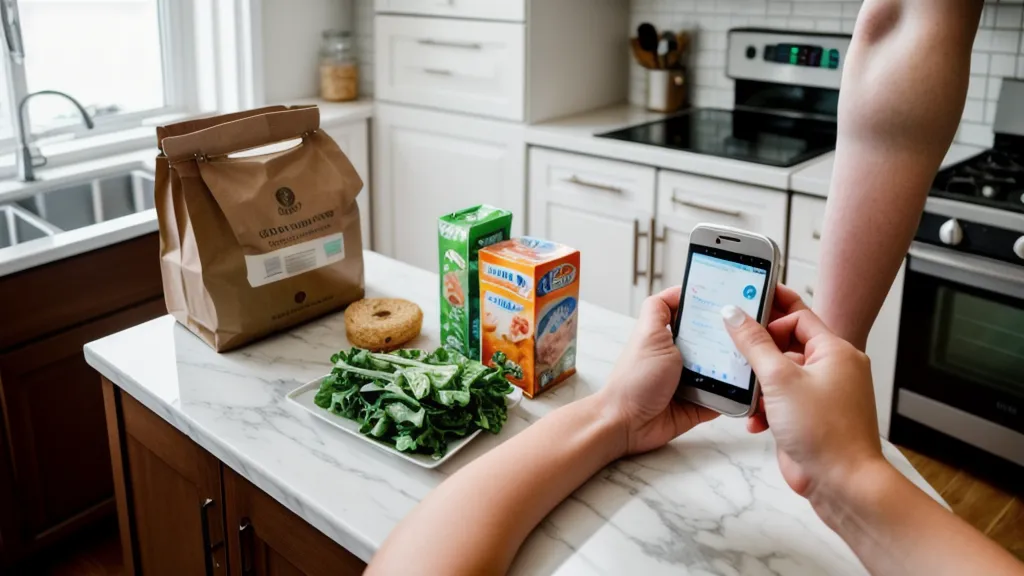 Using a smartphone to filter for allergens on a grocery app.